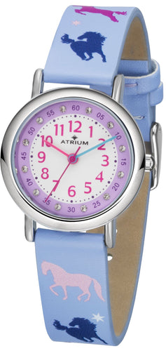 ATRIUM Kinder-Armbanduhr Analog Quarz Mädchen Leder A47-12 blau