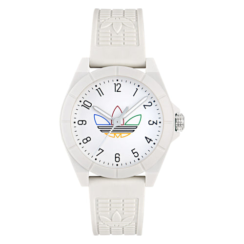 Adidas Unisex Uhr PROJECT FOUR Kunststoff weiß AOST24570