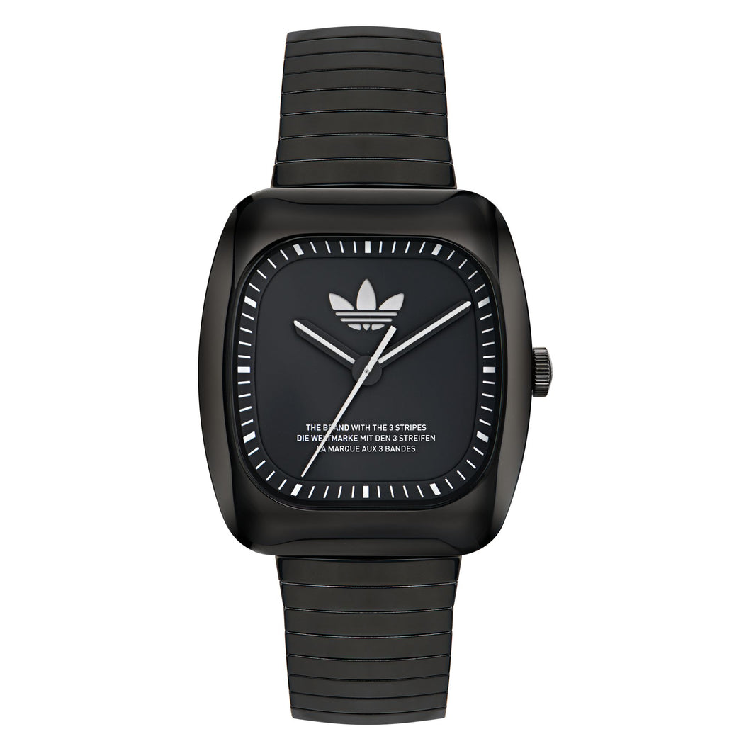 Adidas Unisex Uhr RETRO WAVE ONE Edelstahl schwarz AOSY24026