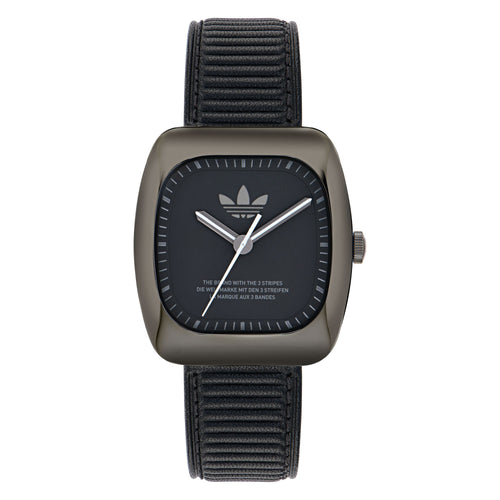 Adidas Unisex Uhr RETRO WAVE ONE Leder schwarz AOSY24527