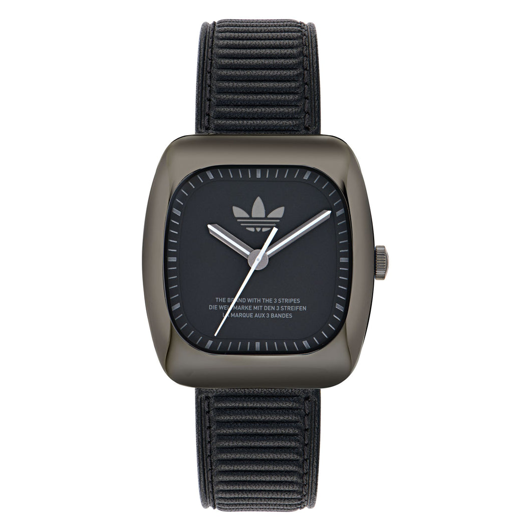 Adidas Unisex Uhr RETRO WAVE ONE Leder schwarz AOSY24527