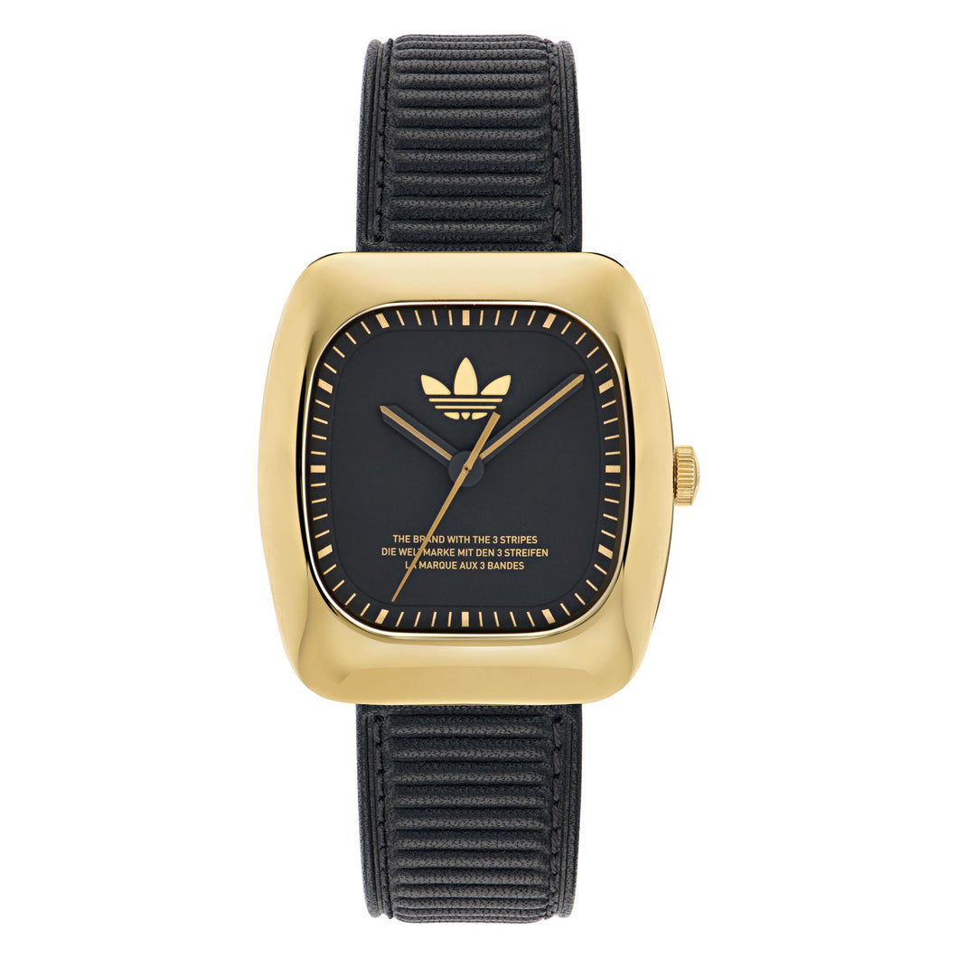 Adidas Unisex Uhr RETRO WAVE ONE Leder schwarz AOSY24528