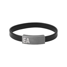 Laden Sie das Bild in den Galerie-Viewer, Emporio Armani Herren Armband Leder schwarz Edelstahl silber EGS2757060