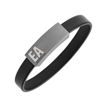 Laden Sie das Bild in den Galerie-Viewer, Emporio Armani Herren Armband Leder schwarz Edelstahl silber EGS2757060