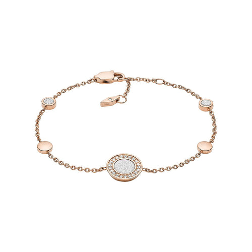 Fossil Damen Armband Armkette Edelstahl Roségold Zirkonia JF03264791