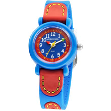 Laden Sie das Bild in den Galerie-Viewer, JACQUES FAREL Kinder-Armbanduhr Analog Quarz Silikonband KFW 1000 blau / rot