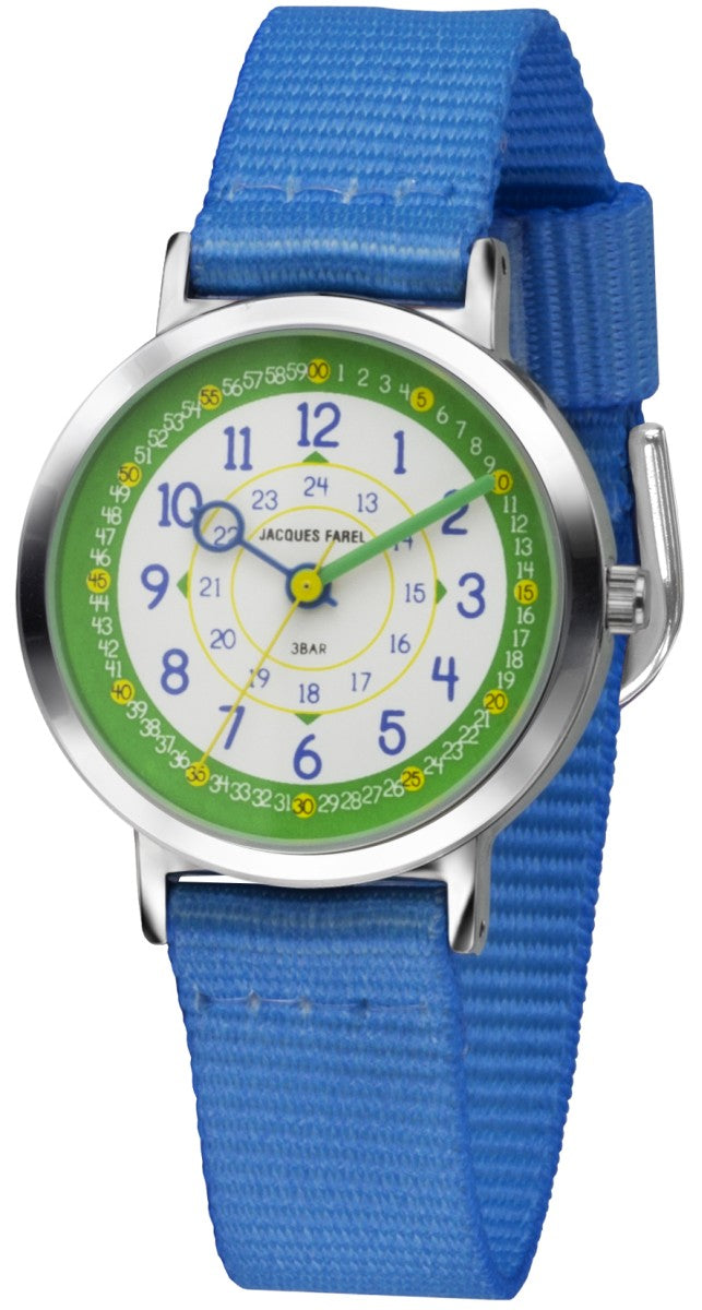 JACQUES FAREL Kinder-Armbanduhr Analog Quarz Jungen Textilband KOP 03 blau