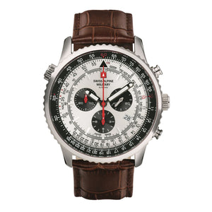 Swiss Alpine Military Herren Uhr Chronograph Analog Quarz 7078.9532SAM Leder