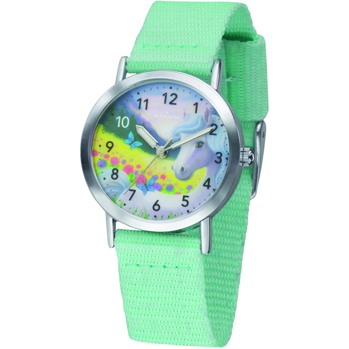 Kinder-Armbanduhr mint A44-13 – Preiswert24 Nylonband Mädchen Quarz Analog ATRIUM