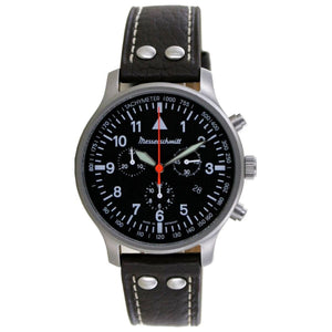 Aristo Herren Messerschmitt Uhr Fliegeruhr Chronograph ME-3H202 Leder