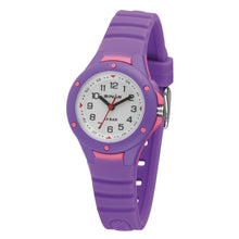 Laden Sie das Bild in den Galerie-Viewer, SINAR Jugenduhr Armbanduhr Analog Quarz Mädchen Silikonband XB-17-7 Violett Rosa